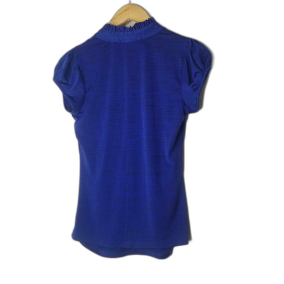 Heart Soul Navy blue Ruffle 90's Cap Sleeve Blouse Sz M - Picture 7 of 7